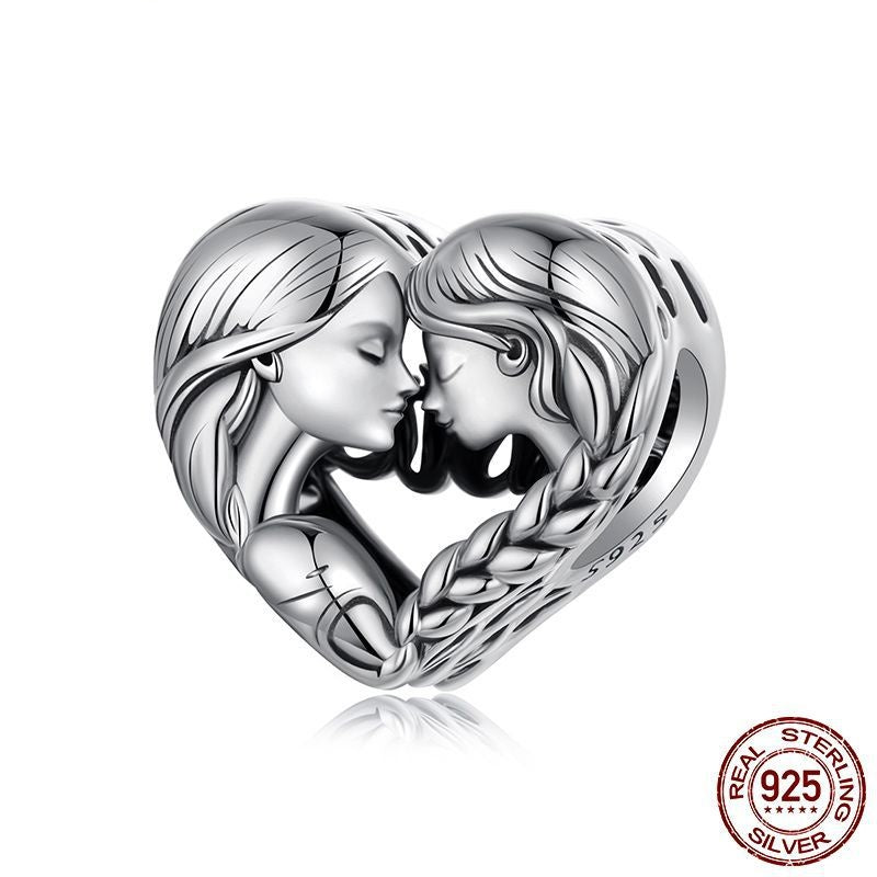 S925 Silver Love Sisters Diy Bracelet String Beads Accessories