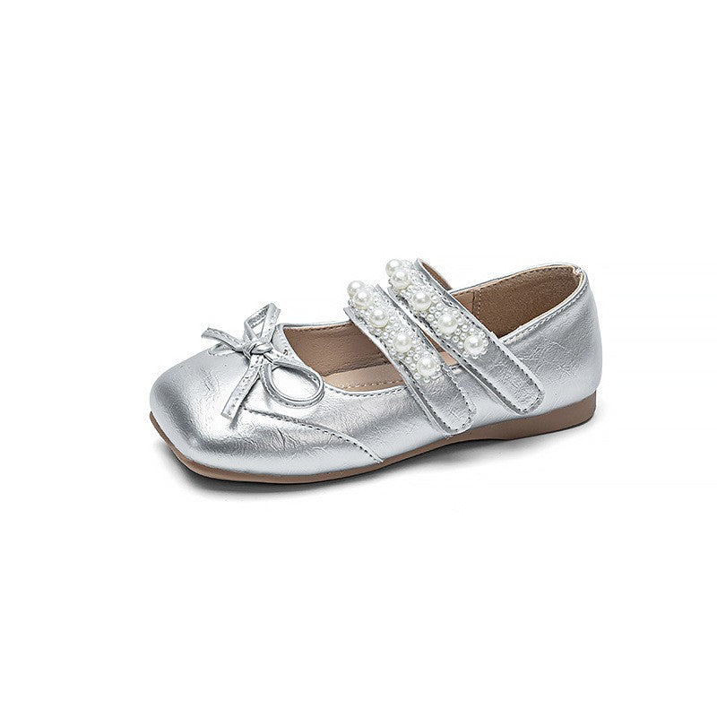 2026 Spring Summer New Girls Leather Shoes, Bow Decor Kids Princess Shoes, Breathable Soft Sole Performance Flats For Baby Girls
