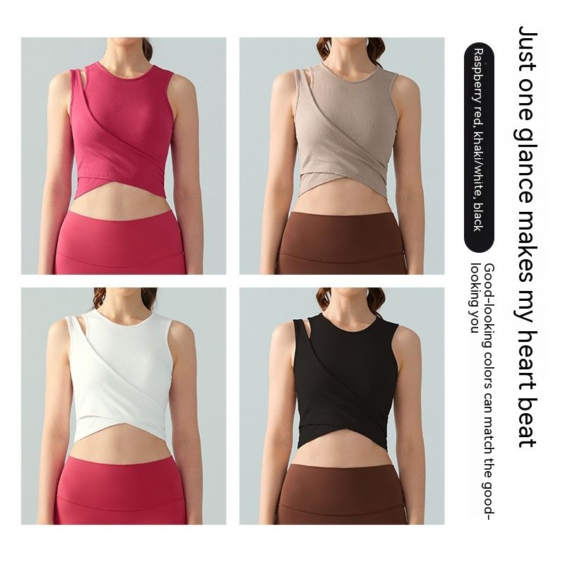 Stitching Fake Two-piece Yoga Vest One-piece Fixed Female