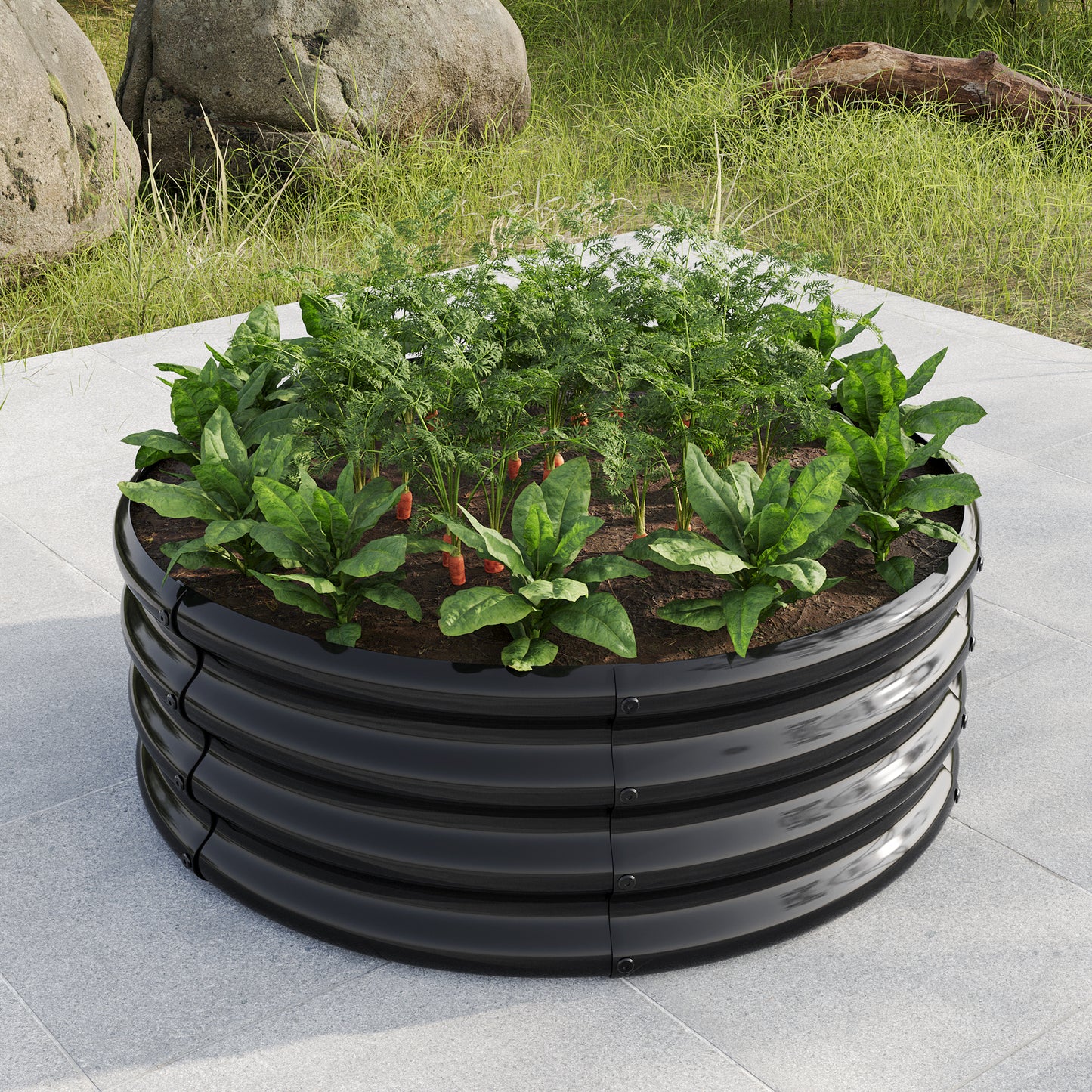 Galvanized Raised Garden Bed, Outdoor Planter Raised Garden Beds, Round Freedom Raised Garden Beds For Horticulture Vegetables, Fruits, Flowers