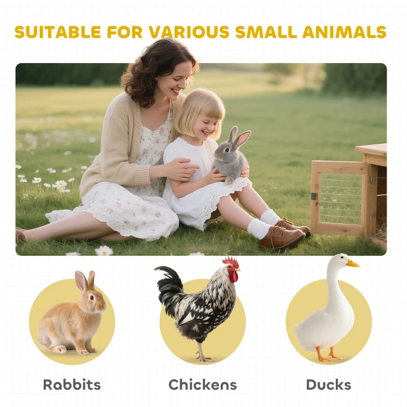 PawHut 54 2-Story Large Rabbit Hutch Bunny Cage Wooden Pet House Small Animal Habitat With Lockable Doors, No Leak Tray And Waterproof Roof For Rabbits, Chickens, Ducks, Outdoor Indoor Dark Gray