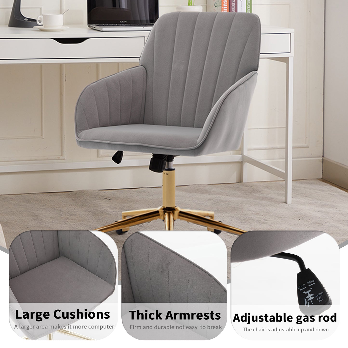 TY Adjustable Office Chair, Home Bedroom, Ergonomic Swivel Chair, Backrest Seat, Comfortable For Long Sitting