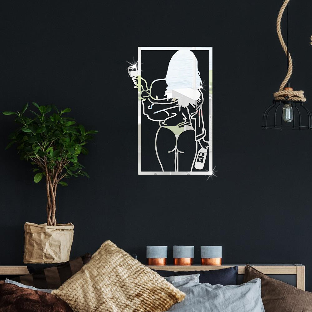 Acrylic Wall Stickers Line Beauty Back Silhouette Self-adhesive Background Wall Mural