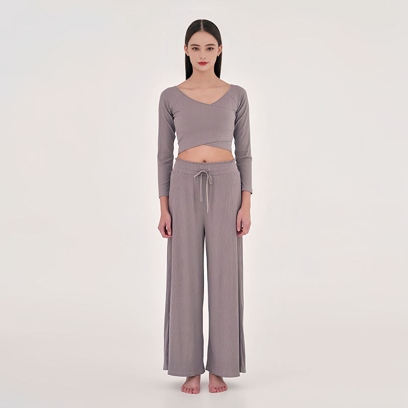 Cross V-neck Off-the-shoulder Top Baggy Pants Mouth Yoga Suit