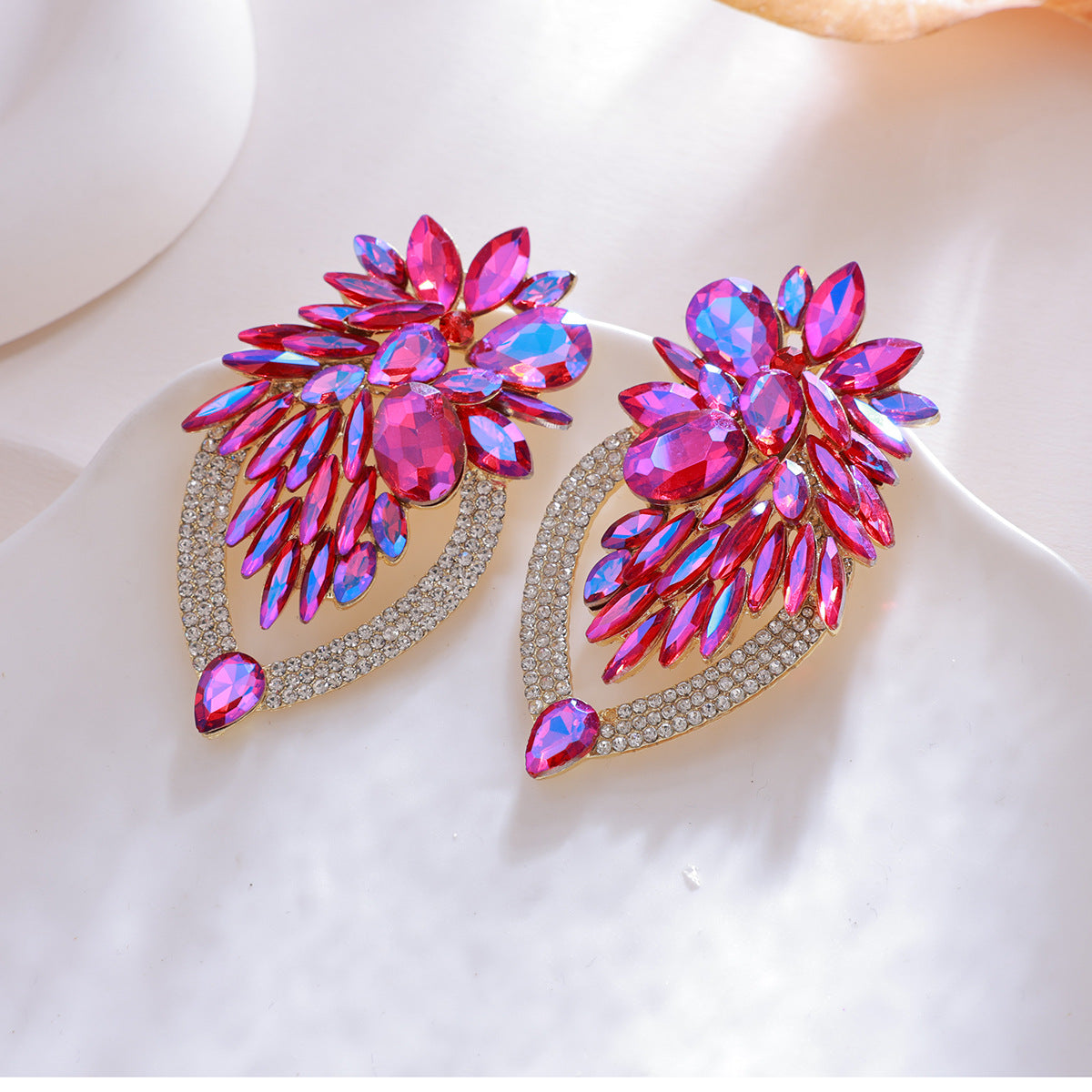 Elegant Long Crystal Dangle Earrings - High-End Fashion Drop Earrings, Perfect For Dinner Stage Photoshoot Aesthetic Outfits