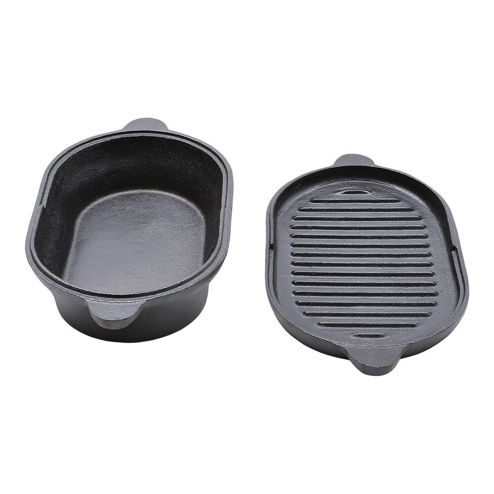 Home 2 In 1 Cast Iron Pot Dutch Oven Stew Pot Skillet Fry Lid Camping Pan Pot UK