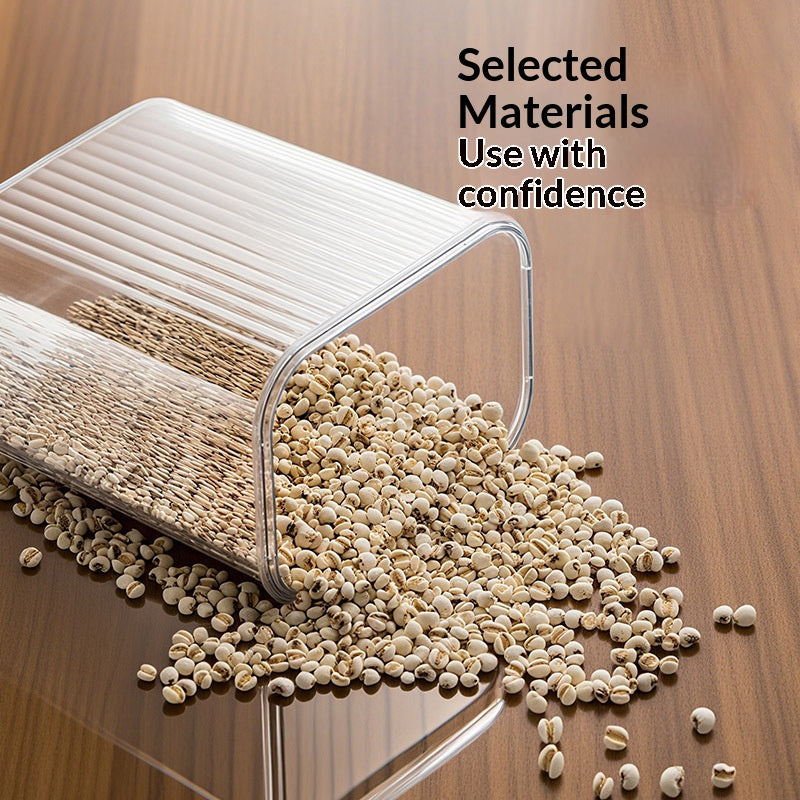 Black  White   Food Grade Clear Plastic Airtight Storage Containers, Square Thickened Jars With Lids For Grains, Cereal & Dry Food