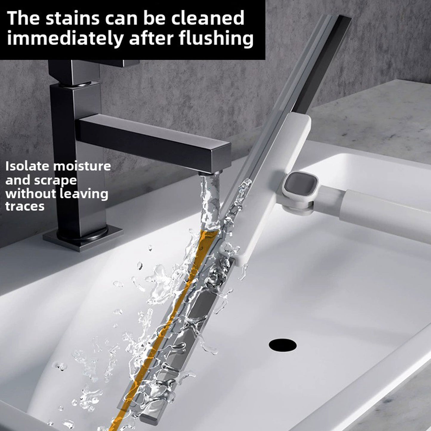 Broom Folding Dustpan Set Combination Household Broom Wiper Blade Hair Sweeping-Only 1pc Silicone Broom Floor Scraper, White Width 36cm, Length Approximately 132cm