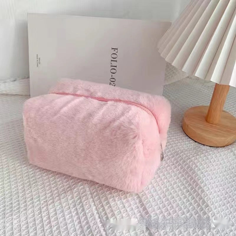 Simple And Stylish Embroidered Plush Makeup Bag