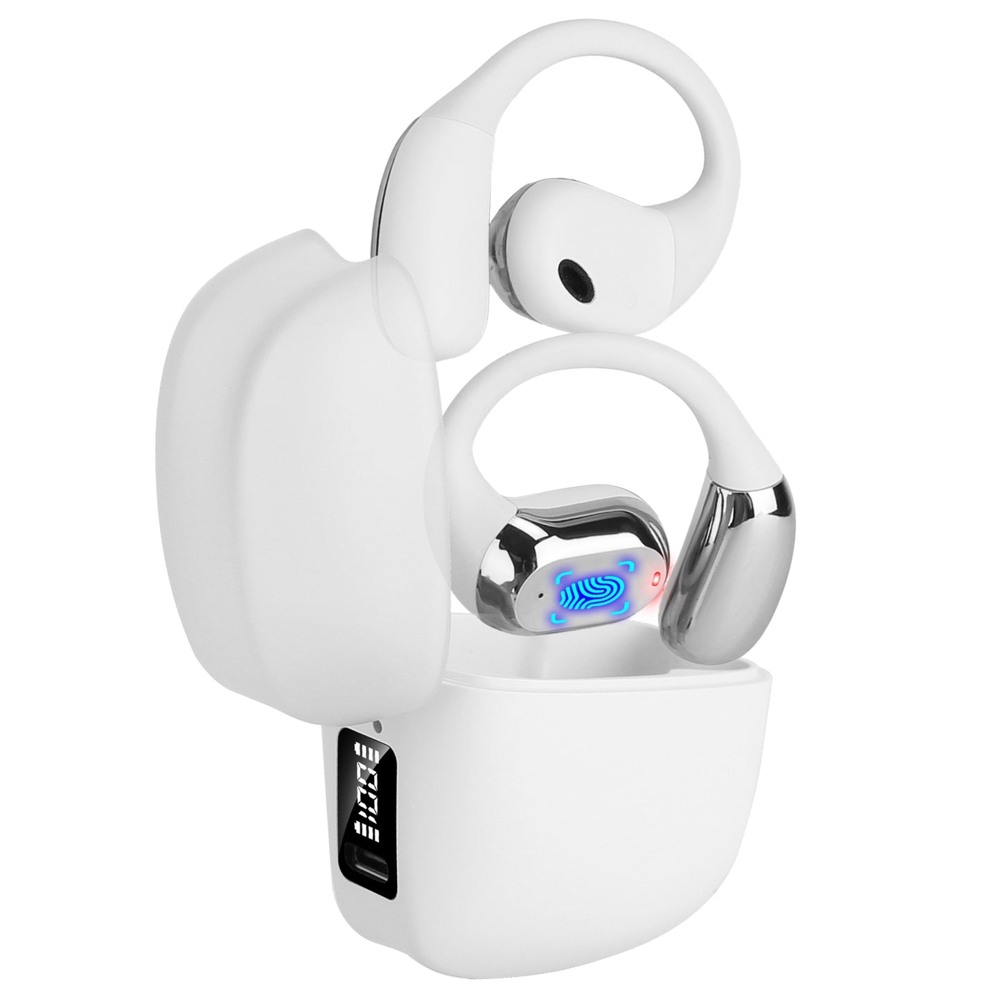 1 Set Wireless V5.4 Open Ear Earbuds With Earhook LED Display Charging Case IPX5 Waterproof 300Hrs Standby Time Touch Control Stereo Sport Headphones For Workout Running