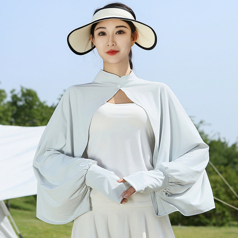 Womens Summer Sun-Protection Long Cape For Outdoor Cycling