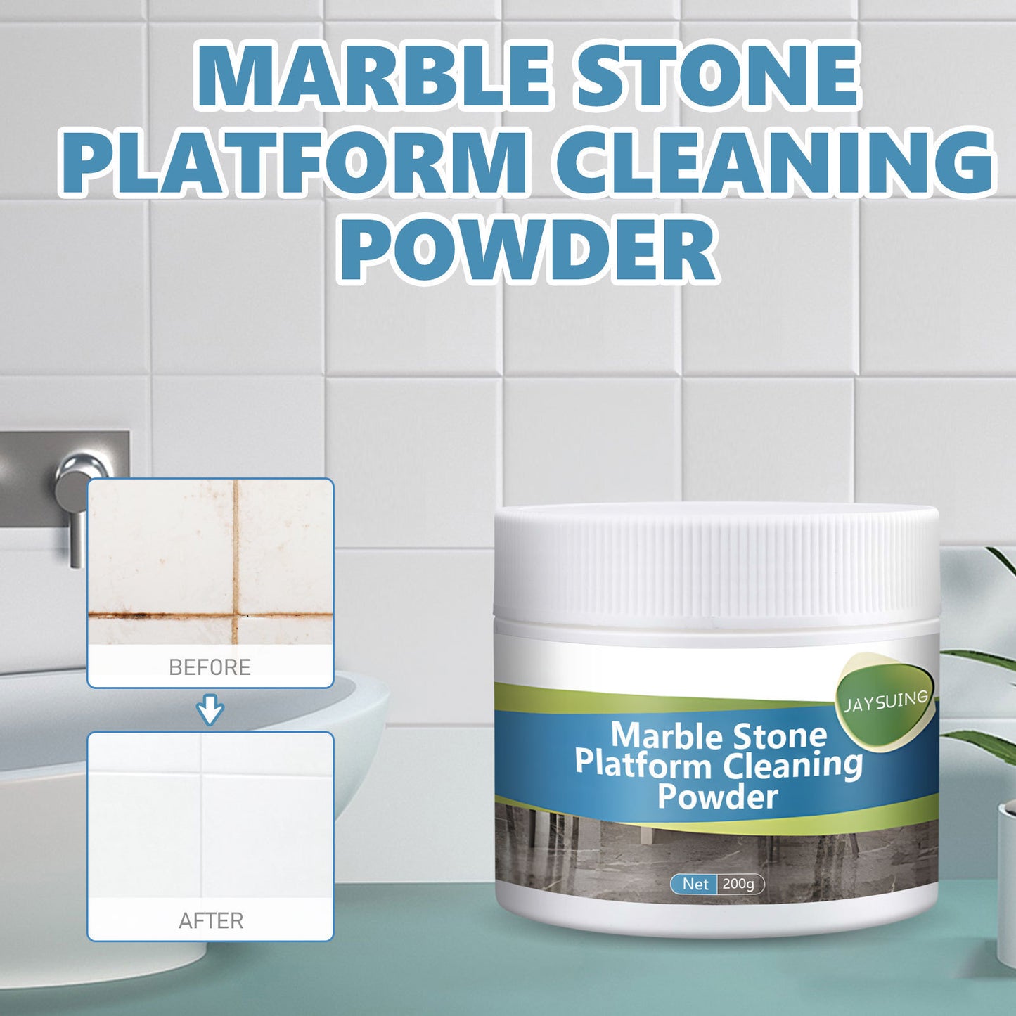 Jaysuing Stone Cleaning Powder, Kitchen And Bathroom Tile Countertop Oil Stain Removal, Household Cleaning Multi-Purpose Polishing Powder