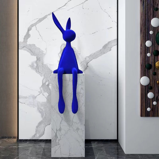 Creative And Minimalist Flocked Rabbit Figurine For Home Decor