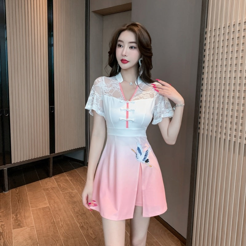 Gradient Ear Cleaning Beauty Salon Pavilion Of Regimen Foot Massage Technician Suit Waist Dress