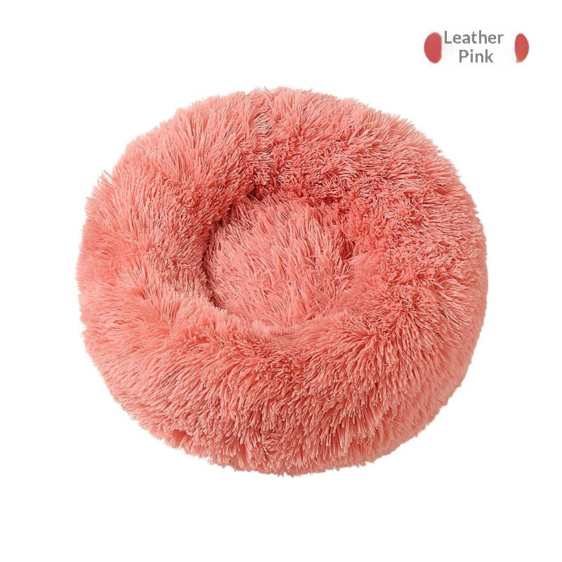 Round Plush Pet Bed, Winter Warmth For Dogs And Cats