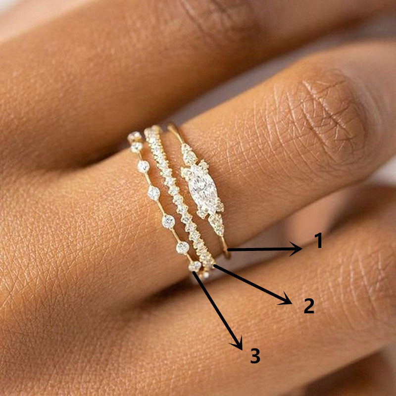 Japanese And Korean Instagram-style Diamond-studded Stackable Rings For Women