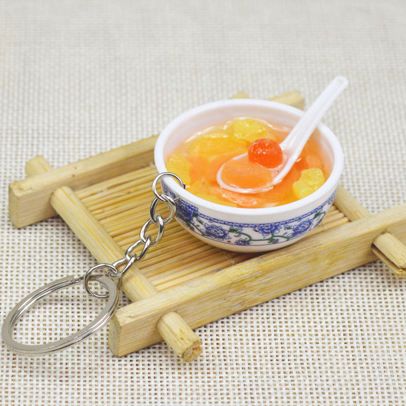 Artificial Food Pendant PVC Egg Noodle Keychain