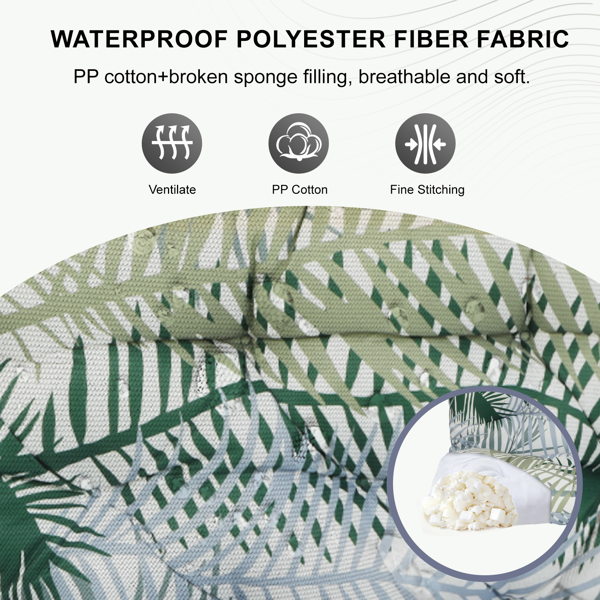 Outdoor Swing Cushions 70 Inch,Waterproof 4in Thick Porch Swing Cushion Replacement With Backrest And Ties,Comfortable 2-3 Seat Pation Swing Pad For Backyard,Garden,Lawn,Outdoor Furniture Bamboo Leaf