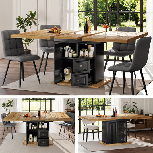 Extendable Dining Table 110 140 X 80 X 75 Cm, Wooden Table For Kitchen & Dining Room - 6 People Dining Table - Dimensions Suitable For Terrace And Garden