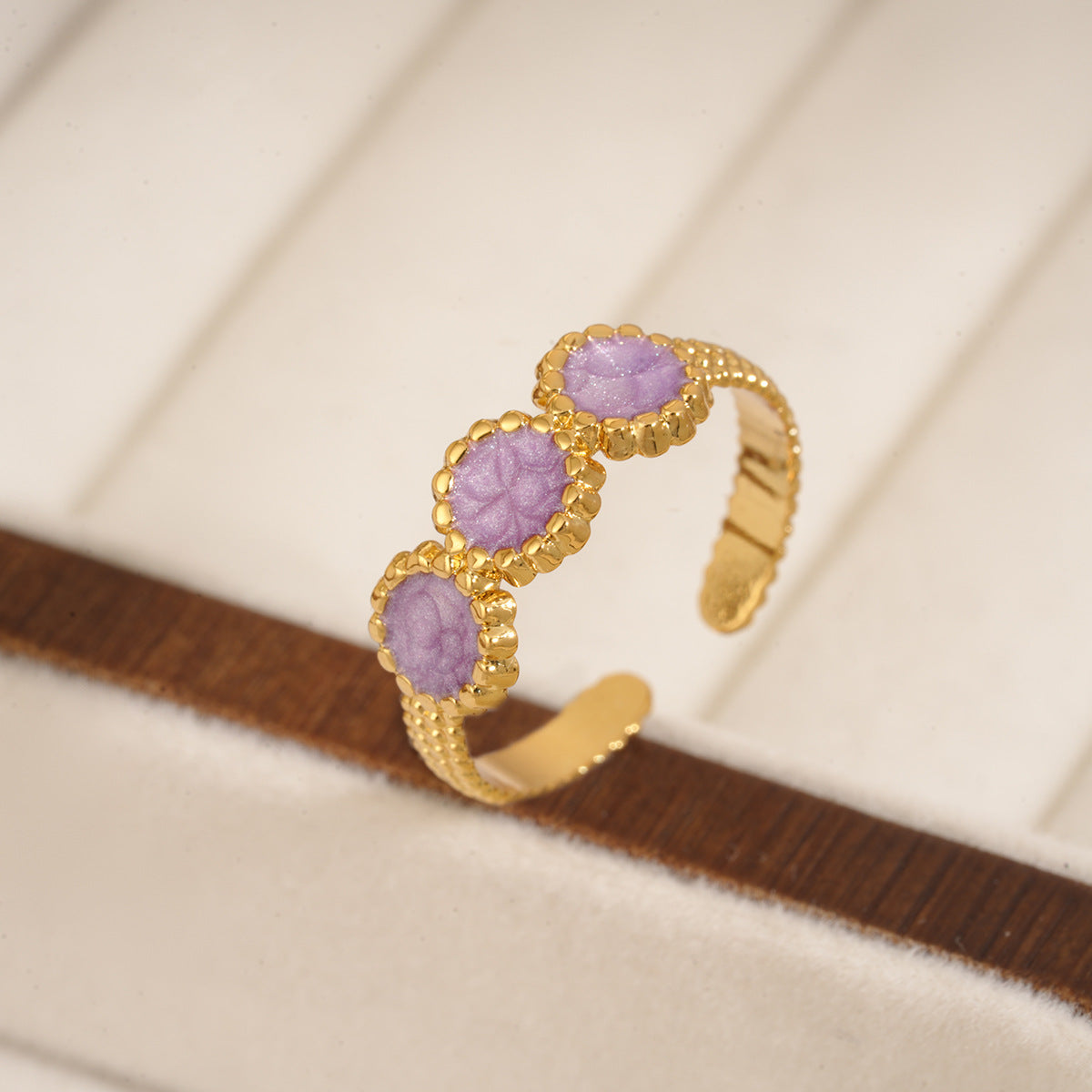 French Vintage Elegant Premium Open Ring, Niche Unique White Enamel Stainless Steel Ladies Jewelry