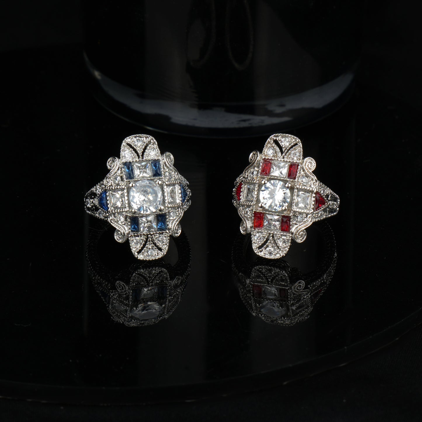 Hot Sale High-end Sapphire Topaz Embossed Pattern Fashion Jewelry, Light Luxury Temperament Accessories