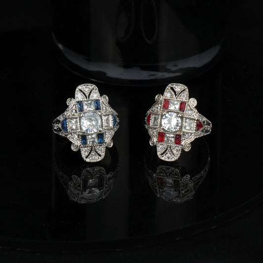 Hot Sale High-end Sapphire Topaz Embossed Pattern Fashion Jewelry, Light Luxury Temperament Accessories