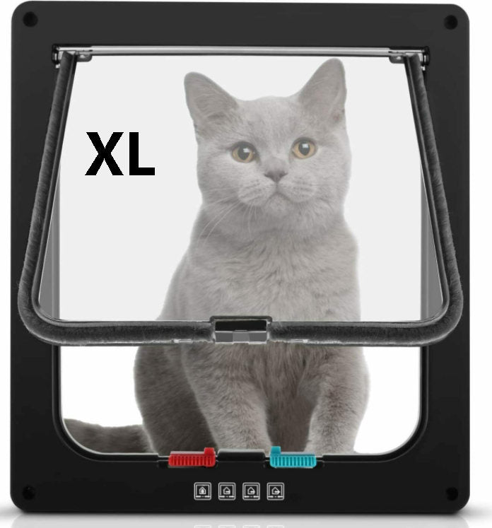 Pet Door Locking Small Medium Large Dog Cat Flap Magnetic White Frame 4 Way