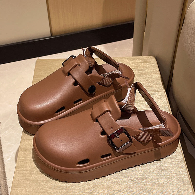 Womens Office Worker Lazy Shoes Height-Enhancing Closed-Toe Sandals