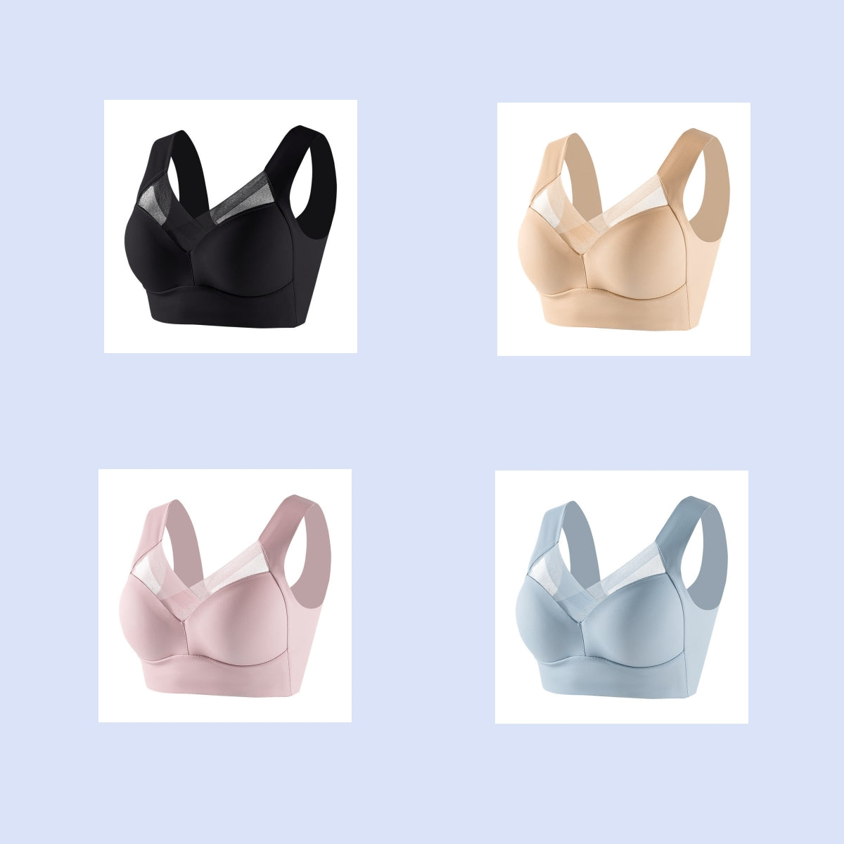 Plus Size Underwear Wireless Beauty Back Underwear Thin Push-up Adjustable Seamless Ice Silk Fixed Cup Bra Cross-border