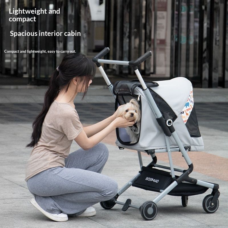 Ultra-lightweight Pet Stroller For Cats And Dogs All-in-one Foldable For Compact Storage Spacious With Adjustable Handle Heights