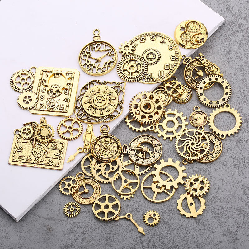 Retro Plated Metal Mixed-Style Punk Gear Clock Jewelry Accessories