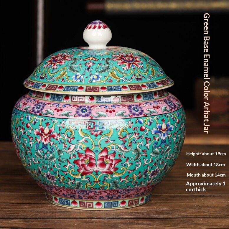Jingdezhen Ceramic Antique-style Enamel-decorated Tea Caddy