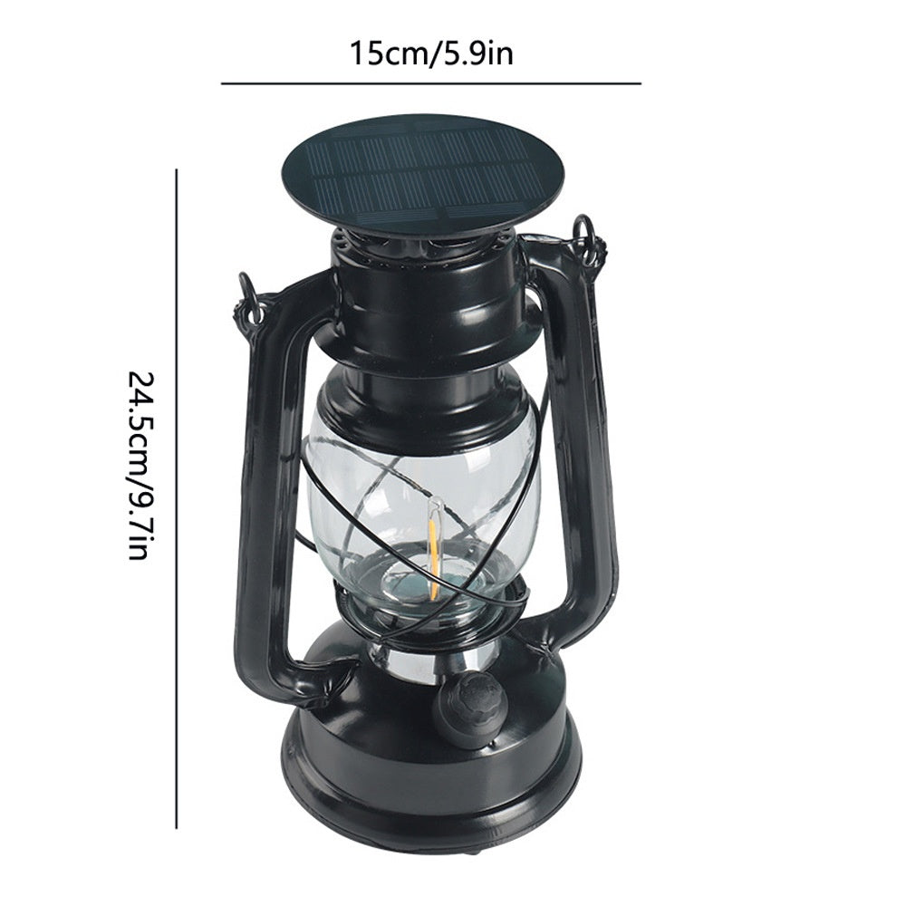Solar-powered Glass Kerosene Lamp Outdoor Waterproof Camping Light