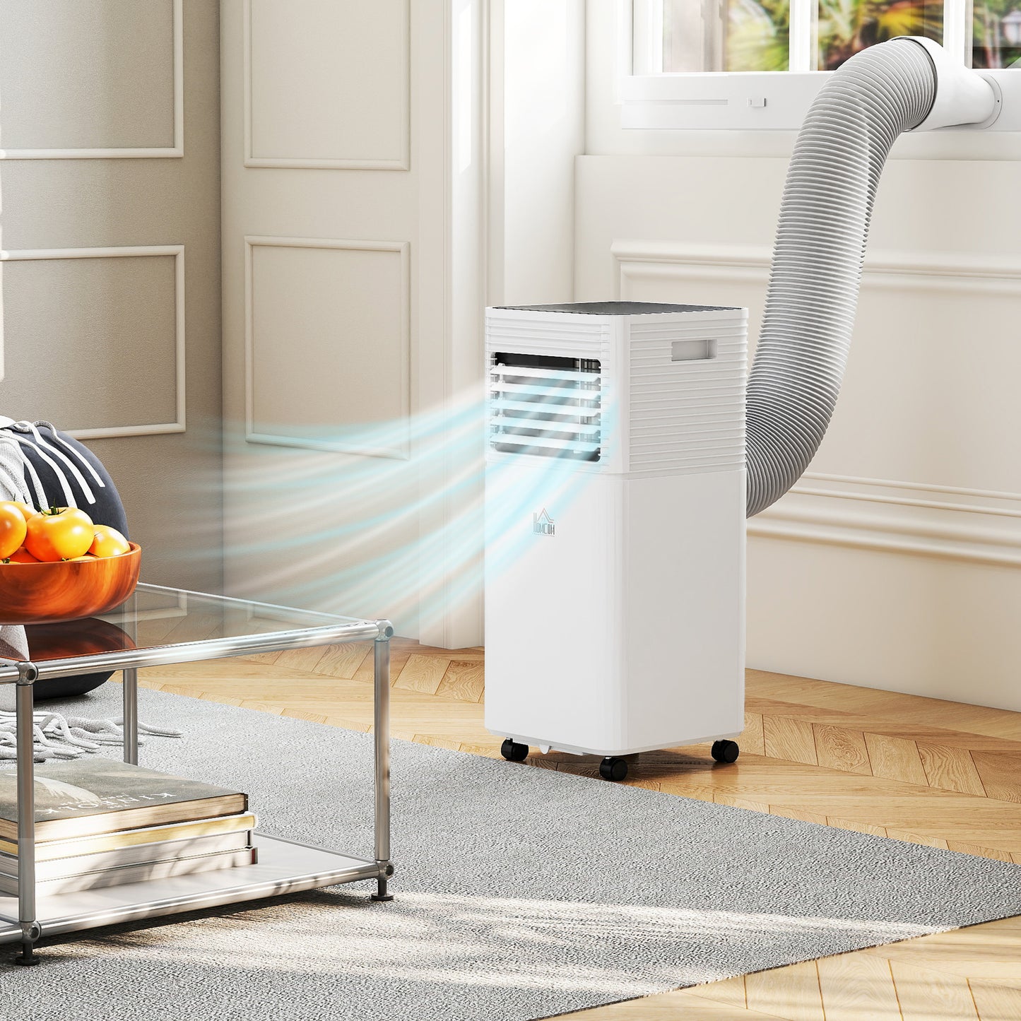 10000 BTU Mobile Air Conditioner for Cooling and Dehumidifying, Remote Control, 24H Timer, LED Display, White