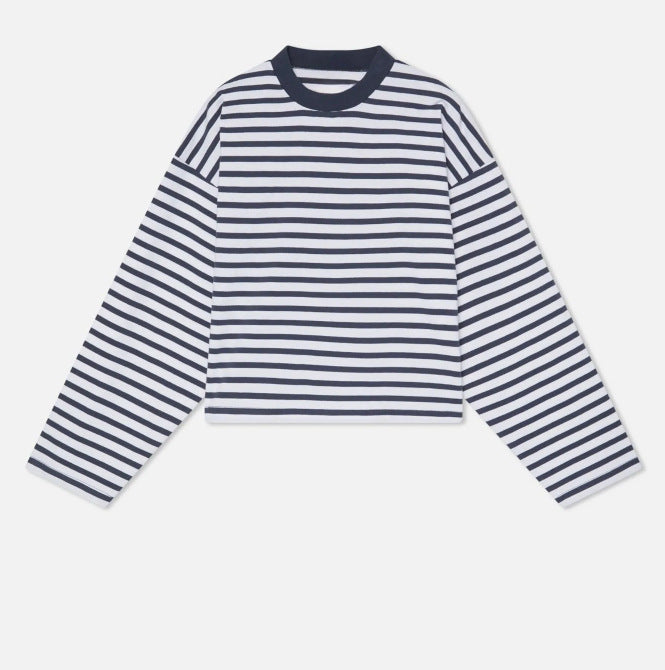 Striped Style Long-sleeve Best-selling Casual T-shirt Top
