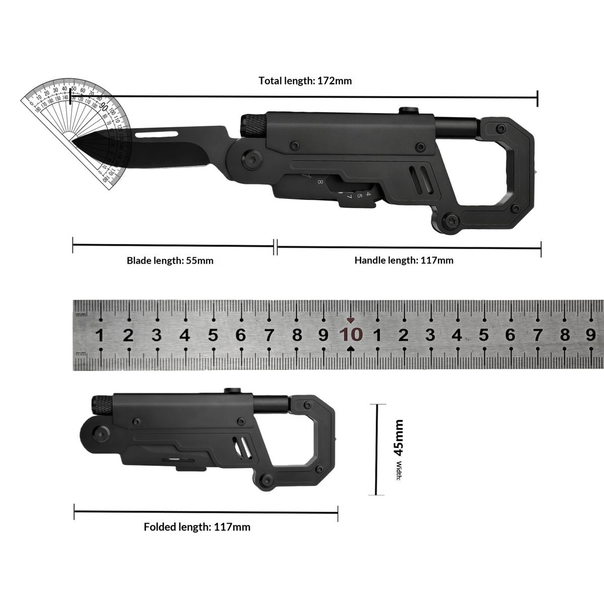 Multi-functional Carabiner Knife Outdoor Portable Multi-tool With LED Light For Survival