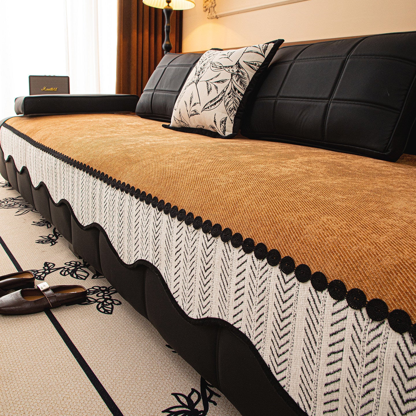 New Lightweight Luxury Straight-edged Chenille Sofa Cushionsingle Piece