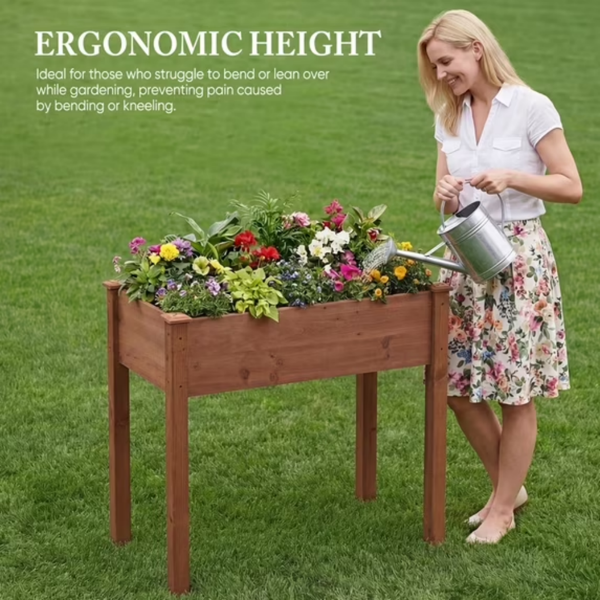 Bed - Cedar Planter With Non-Woven Liner, Bottom Drainage, 30-Inch Height, 48 X 24 X 30 In Sizes For Outdoor Plants Brown  Shipment From Walmart