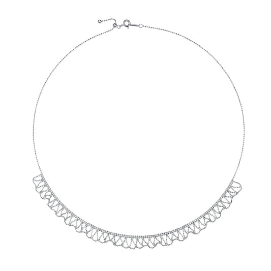 S925 Sterling Silver Scallop Necklace 45cm Adjustable 3.6g Lightweight 9mm Wide 3 Colors Platinum Plated Gift Box