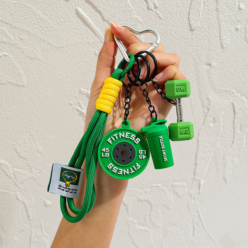 Fitness Dumbbell Keychain Pendant Couples Car  Bag Key Chain  Sports Charm Ornament