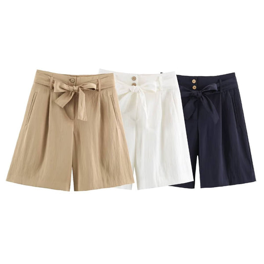 Summer New Arrival Bow-Knot Belt Casual Pants