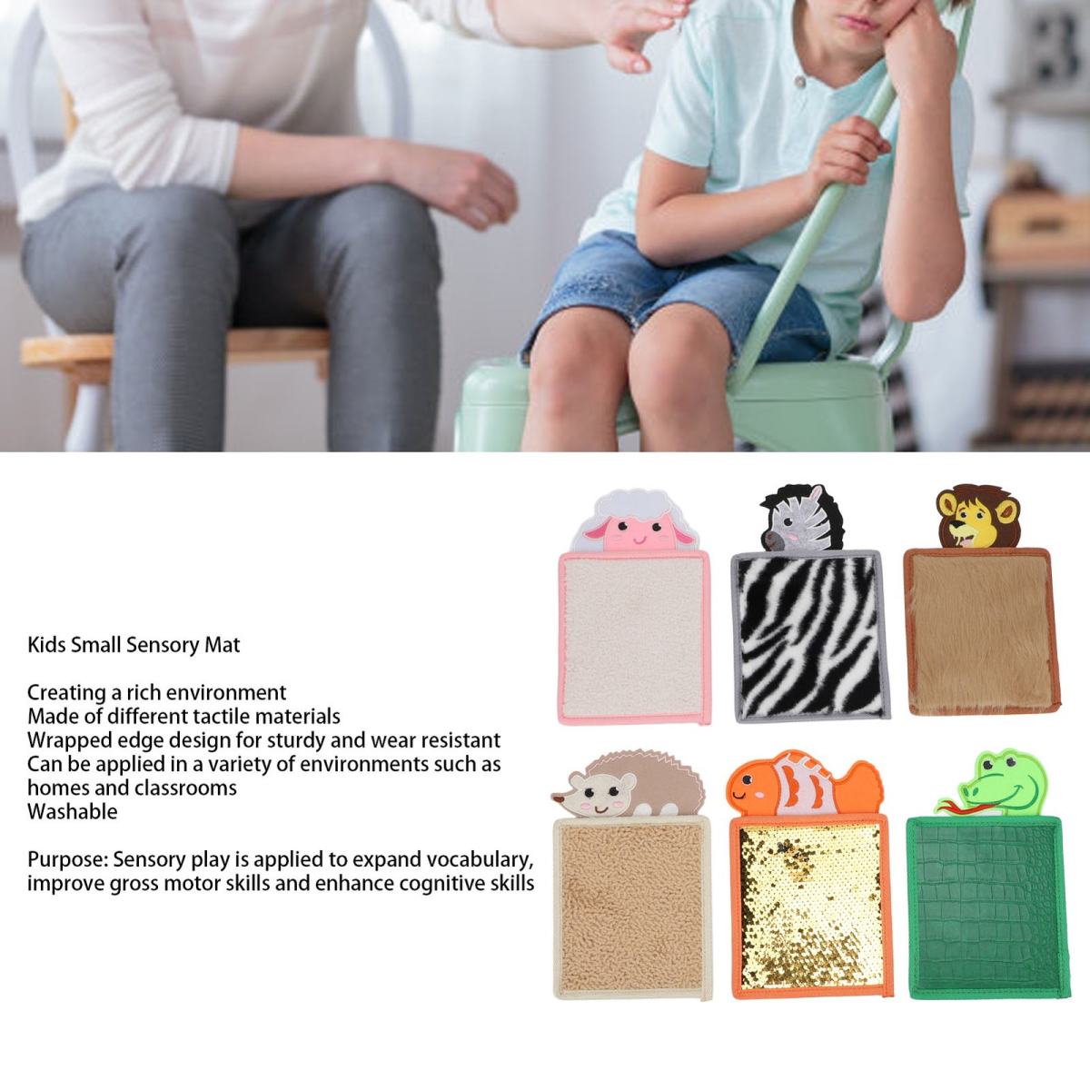 6pcs Sensory Mats, 6Sensory Mats For Autistic Children, Tiles Kids,Educational Toys,Sensory Wall Panel,Sensory Disorder Toys Tactile Play,Anxiety Relief Improves Mental Stimulation