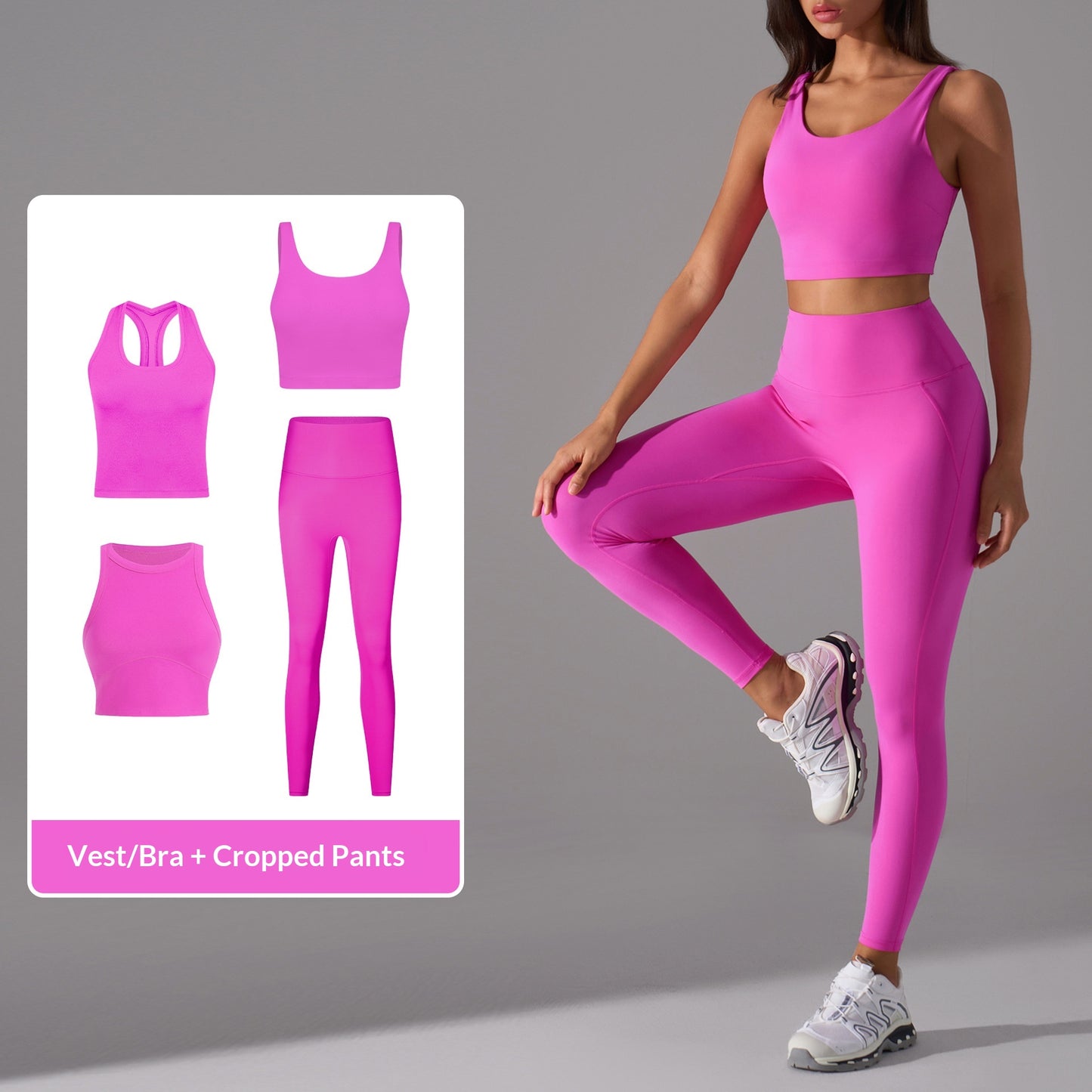 High Waisted Butt Lifting Yoga Pants Womens Stretchy Tummy Control Cropped Pants For Fitness