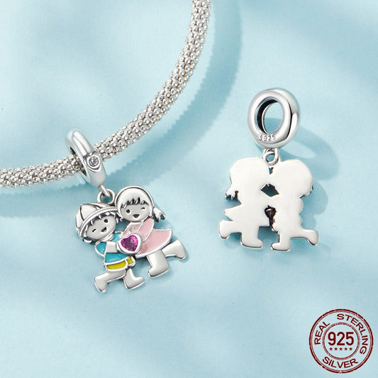 S925 Sterling Silver Boys And Girls Pendant Parts Diy Beaded Bracelet Accessories