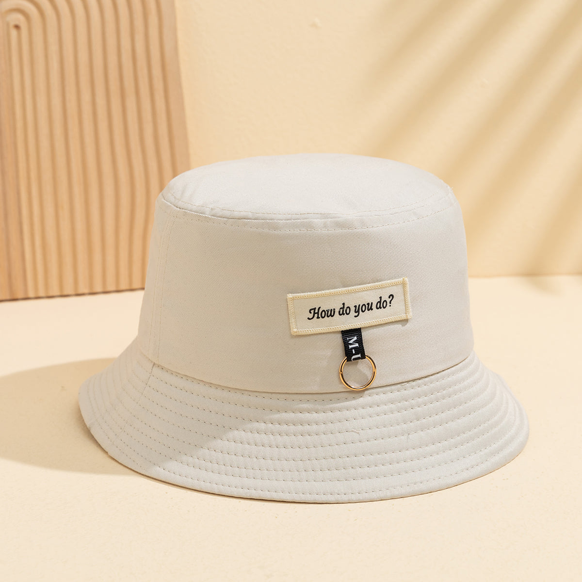 Simple Solid-color Double-sided Fisherman Hat With  Lettering, Unique Metal Ring Bucket Hat Suitable For Summer Outdoor Wear Versatile Casual Hat