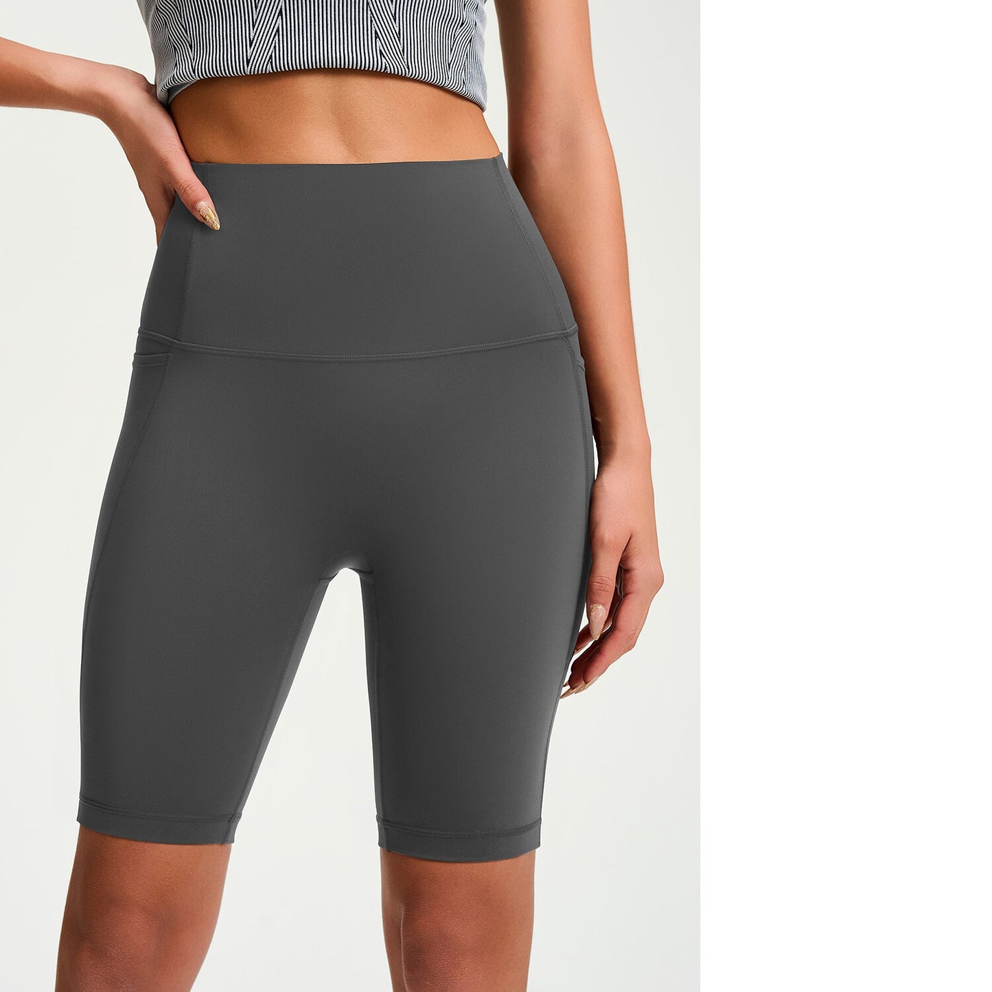 Women's High-Waisted Tight Mid-Length Naked-Feel Yoga Shorts With Butt Lifting, Quick-Dry Fabric For Sports, Fitness And Outdoor Cycling Wear