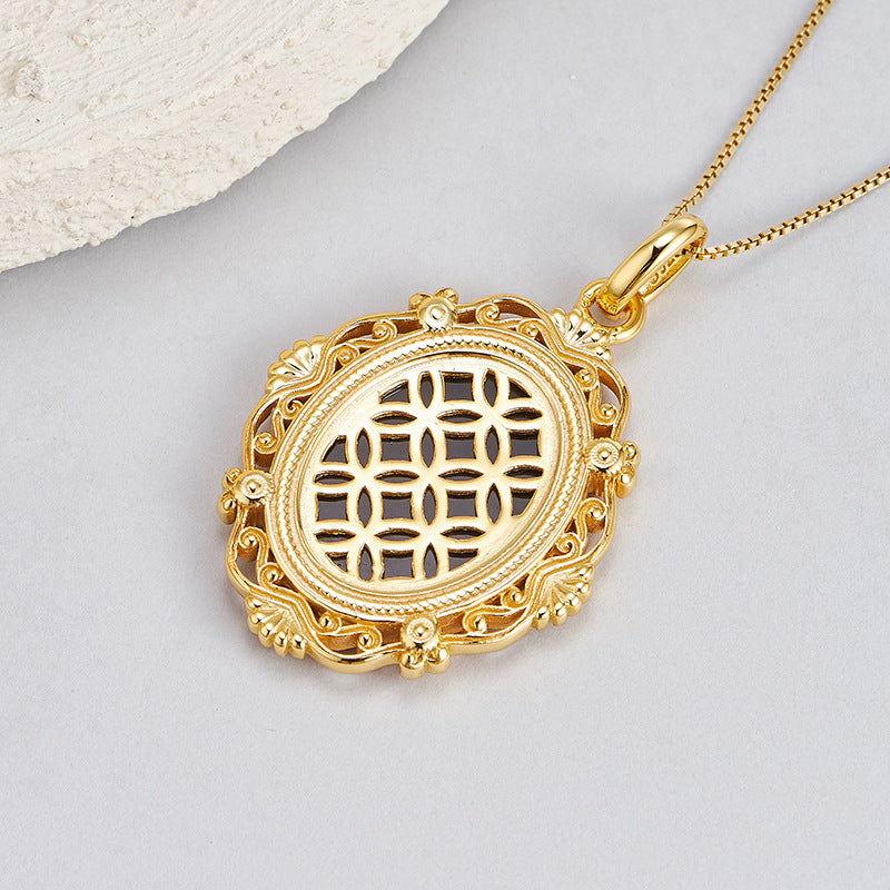 Thai-Style Ancient Cameo Relief Beauty Pendant Clavicle Necklace