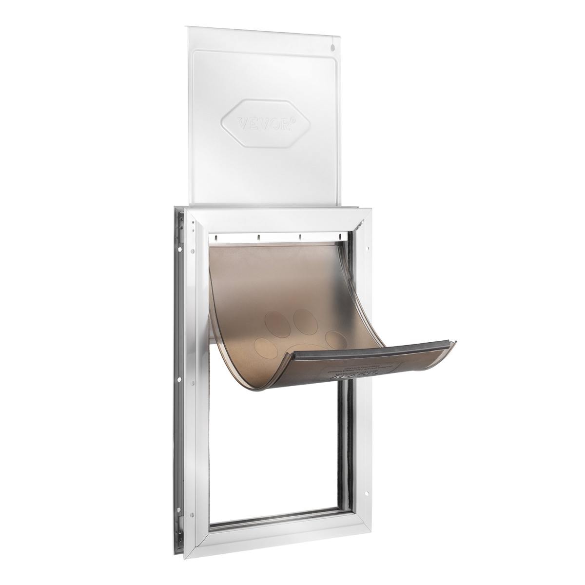 Pet Door, 13.27" X 20.04" Aluminum Frame With Lock And Flap System, Weatherproof Doggy Door, Easy To Install In Interior Or Exterior Doors, Pet Door Suitable For Cat Doggie Kitties (White-L)