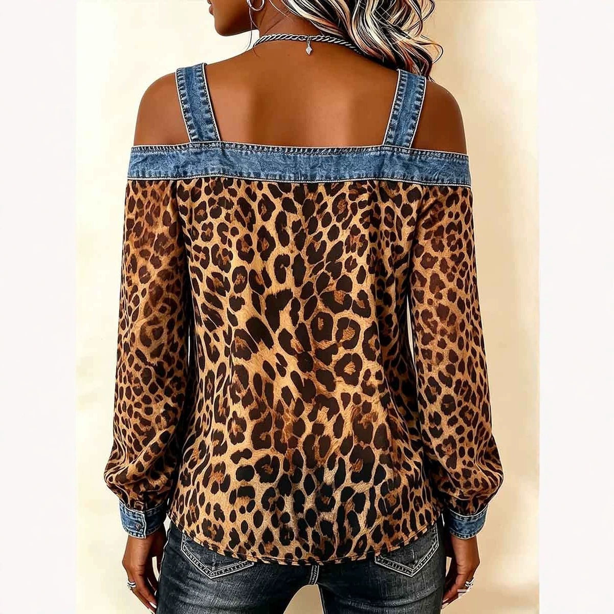 New Off-shoulder Strap Long-sleeve Top