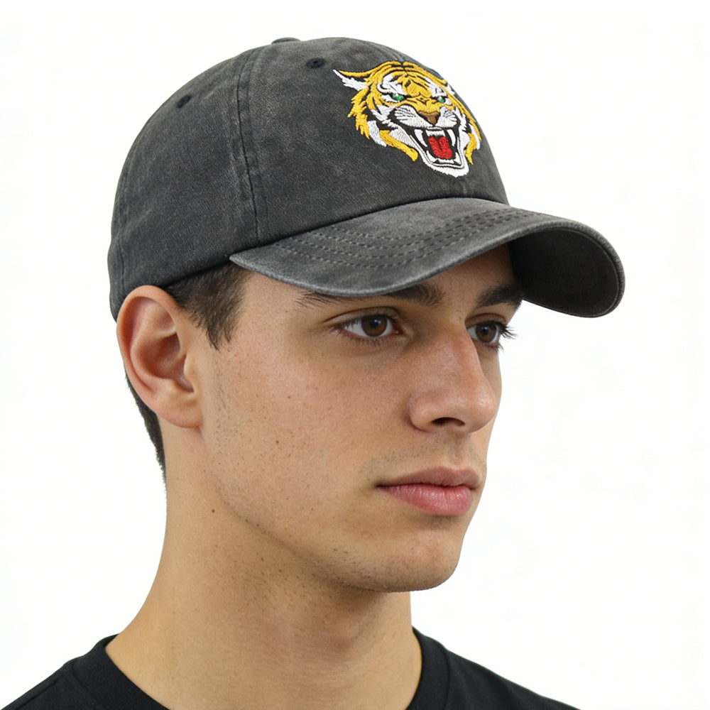 2pcs Tiger Hat For Men Women, Tiger Gifts For Tiger Lovers, Classic Cotton Wild Animals Embroidered Baseball Cap